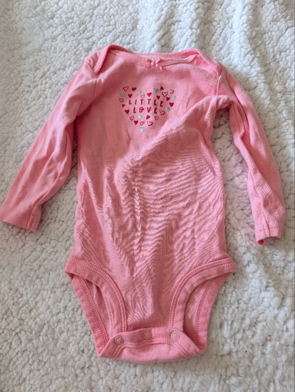 Carter's Pink Long Sleeve Bodysuit with Heart 'Little Love' Graphic